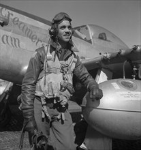 Edward C. Gleed, Tuskegee pilot, standing, three-quarter length portrait 1945