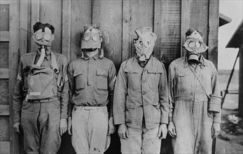 English, German, French and American don their gas mask styles in World War I lineup 1918