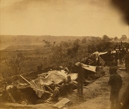 Federal earthworks on north bank of North Anna River--Confederate earthworks on south bank--in distance 1864