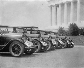 Ford Motor cars parked in front of the Lincoln Memorial in DC 1923