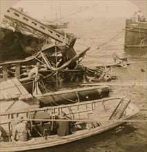 Forward deck of the wrecked battleship, Maine, Havana Harbor, Cuba 1898