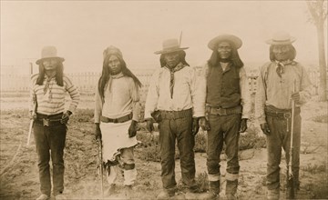 Four Mojave Indian chiefs--The second file from the left is "Rowdy", a Yuma Indian, acting as interpreter 1887