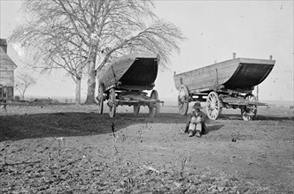 Pontoon boats on wheeled carriages 1863