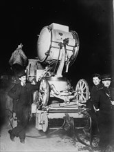 French Soldiers employ Searchlights to Scan the Sky for German Zeppelins 1919