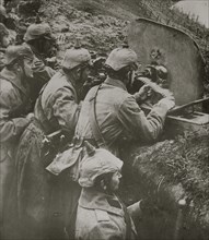 German machine gun in action