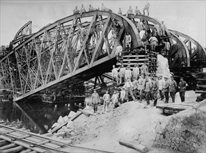 German Sappers and Engineers Rebuild Bridge at Lemberg 1918