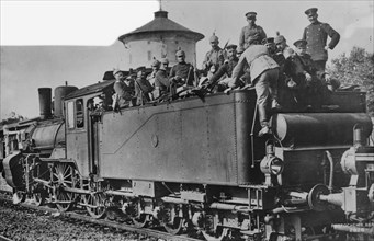 German Troop Train bringing  Infantry to the Russian Front 1918