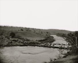 Germanna Ford, Rapidan River, Va. Artillery crossing pontoon bridges 1864
