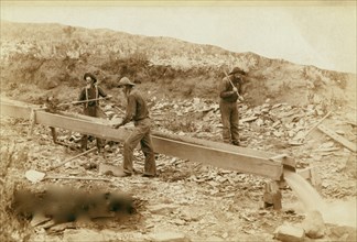 Gold Dust." Placer mining at Rockerville, Dakota. Old timers, Spriggs, Lamb and Dillon at work 1889
