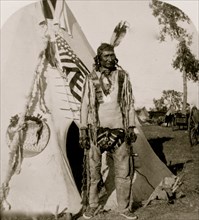 Grey Eagle and lodge, Sioux Tribe 1900