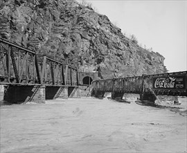 Harpers Ferry Bridges over river Converge at Railroad Tunnel 1924