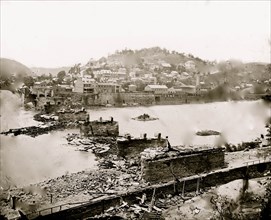 Harper's Ferry, W. Va. View of town; railroad bridge in ruins 1862