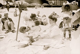 Having a Picnic on the Beach near the Casino in Asbury Park, New Jersey 1908