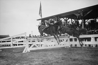 Horse Show in Washington DC; Horses Jump Fence 1920