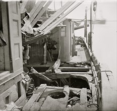 James River, Va. Deck of Confederate gunboat Teaser, captured by U.S.S. MARATANZA, showing damage from shell fire 1862