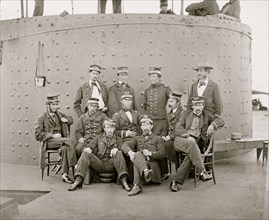 James River, Va. Sailors on deck of U.S.S. Monitor; cook stove at left 1864