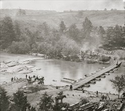 Jericho Mills, Va. Canvas pontoon bridge across the North Anna, constructed by the 50th New York Engineers; the 5th Corps under Gen. Gouverneur K. Warren crossed here on the 23d. View from the north b...