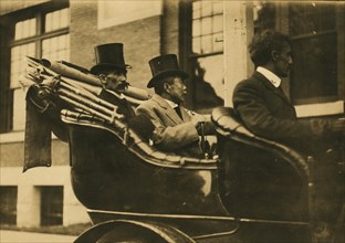 Komura and Takahira arriving at peace conference building 1905