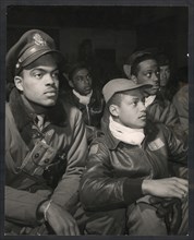 Members of the 332nd Fighter Group attending a briefing in Ramitelli, Italy, March, 1945 1945