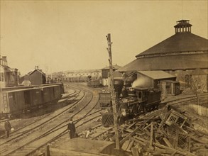 Eastern view of round house and depot, Orange & Alexandria Railroad 1863