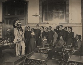Louis Firetail wearing tribal clothingat Hampton Institute, Hampton, Virginia 1900