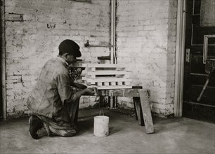 Making flower boxes in carpenter-shop. Pauls Valley Training School 1917