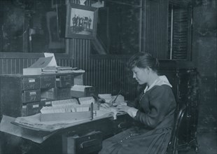 Malvinas Amundsen, 15 years old. Office girl in Eastern Talking Machine Co., 177 Tremont Street.  1917