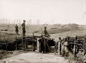 Manassas, Va. Confederate fortifications, with Federal soldiers 1862
