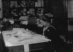 15 year old  working on corsets for Madam Claff's Dressmaking establishment 1917