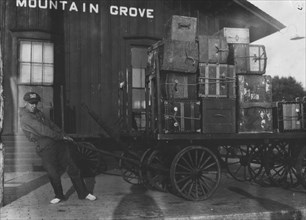 15 Year old pulls a cart full of luggage for Well Fargo Rail Express 1917