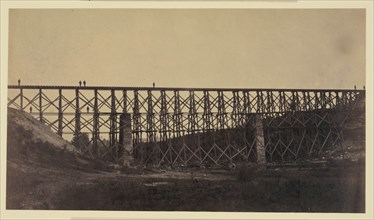 Military railroad bridge over Potomac Creek. Aquia Creek and Fredericksburg Railroad. Built by U.S.M.R.R. Construction Corps in 40 hours 1864