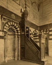 Minbar and mihrab in Mosque of Kait Bey. 1880