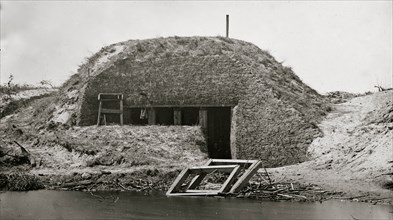 Morris Island, South Carolina. Bombproof for telegraph operator in trenches 1863