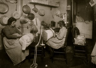 Italian Families manufacture lace from their tenement apartment 1911
