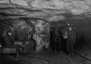 Mule power and motor power. A Young Driver, Shaft #6, Pennsylvania Coal Company.  1908