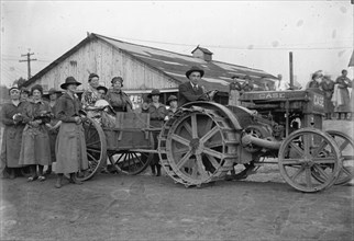 National Women's Defense League Camp Women with Tractor