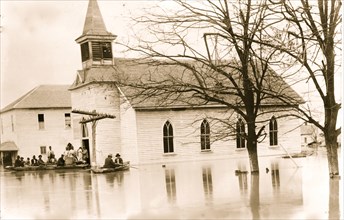 New Madrid flood. Colored refugees in Baptist church 1912