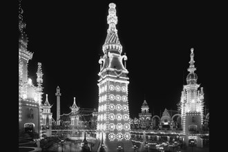 Luna Park at Night in Coney Island 1905