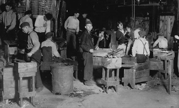 Night scene in Cumberland Glass Works, Bridgeton, N.J.  1909