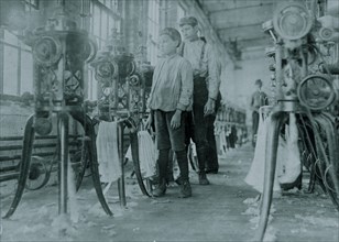 One of the small boys working in "Top room" of Loudon Hosiery Mills 1910