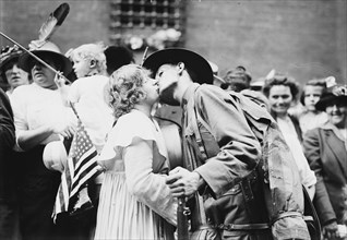 Parting Kiss from a Doughboy leaving for Europe with his 12th New York Regiment 1917