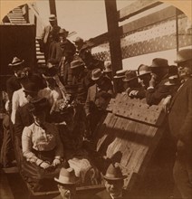 presidential party descending the 3,000 ft. shaft into the Congress Gold Mine, Phoenix, Arizona. 1901