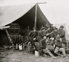 Petersburg, Va. Group of the quartermaster department, 1st Division, 9th Corps, at leisure 1864