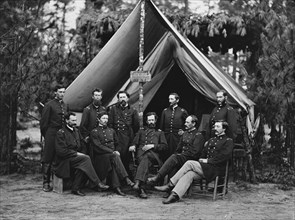 Petersburg, Va. Surgeons of 3d Division before hospital tent 1864