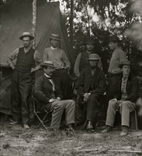 Petersburg, Va., vicinity. Maj. Thomas T. Eckert (seated, left) and others of U.S. Military Telegraph Corps 1864