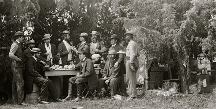 Petersburg, Virginia. Group at Telegraphic Corps quarters. Headquarters, Army of the Potomac