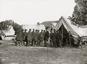 Antietam, Md. President Lincoln with Gen. George B. McClellan and group of officers 1862