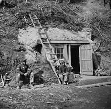 African American soldiers watch over a bomb proof shelter 1864