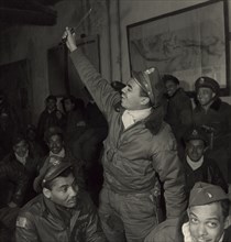Members of the 332nd Fighter Group in a briefing room, Ramitelli, Italy, March, 1945 1945