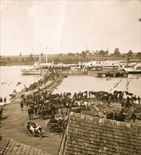 Port Royal, Va. Transports being loaded from a pontoon bridge during the evacuation 1863